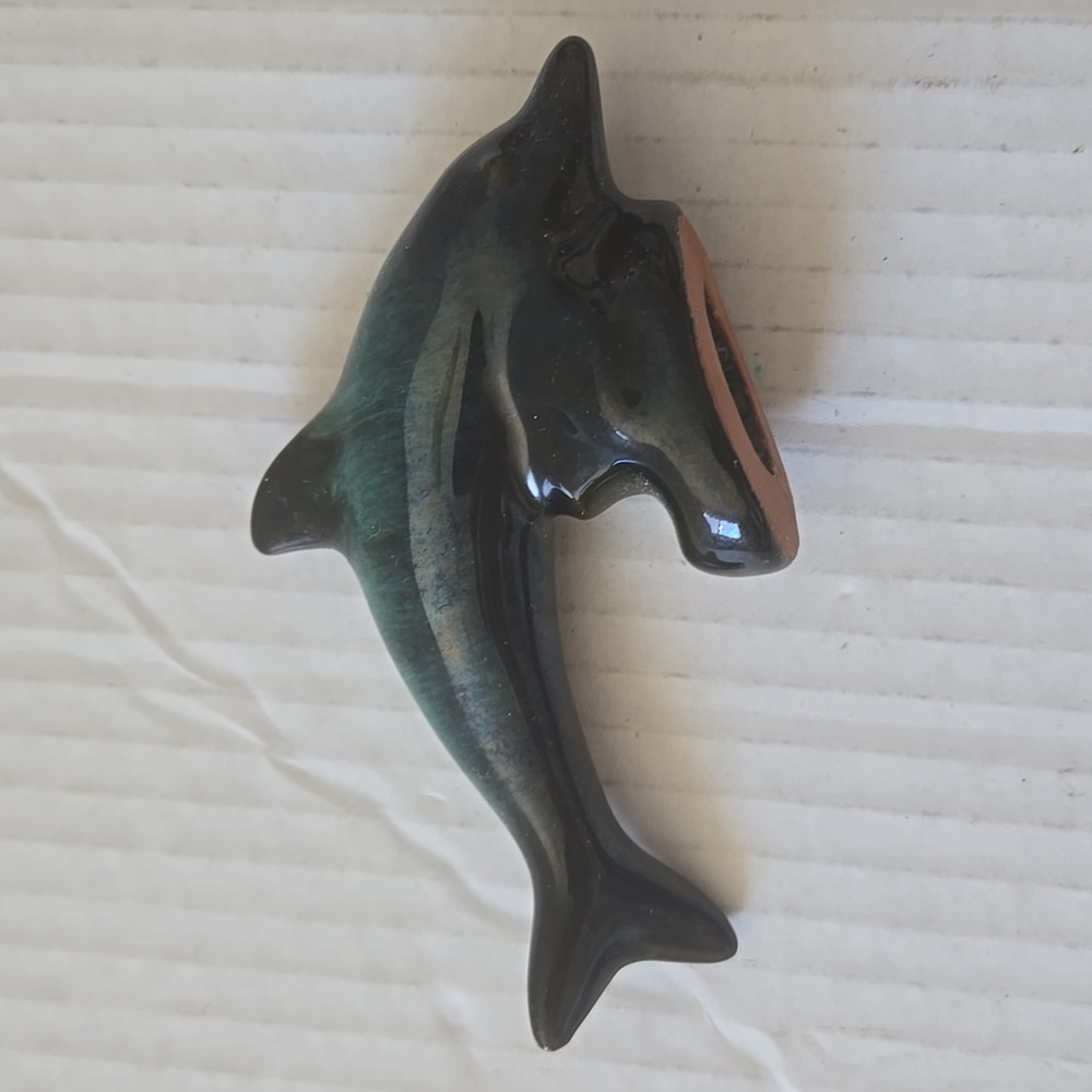 Blue Mountain Pottery Miniature Dolphin Figurine (5" H x 2" W x 2" L)